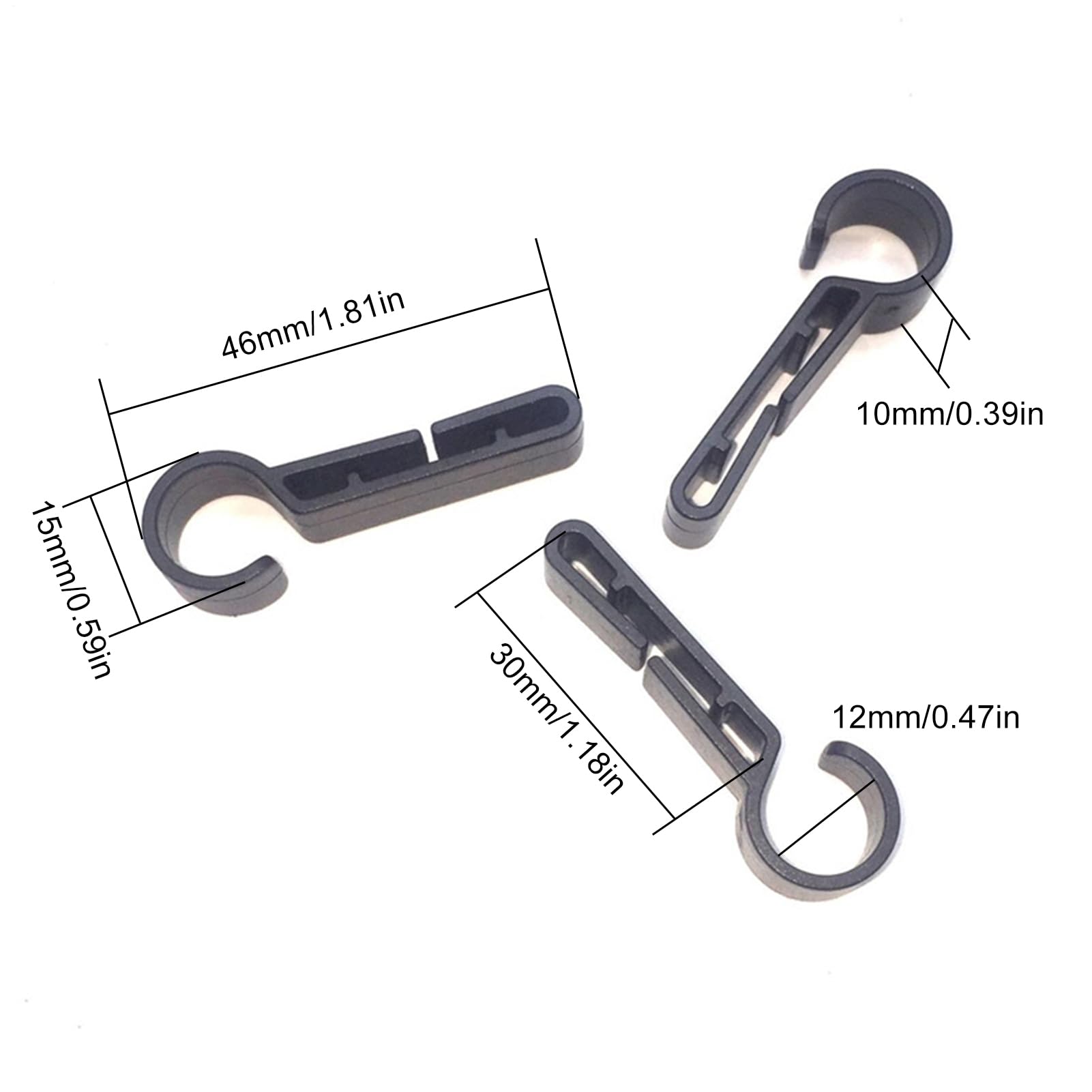Pack de 10 clips para linterna frontal para casco, 4,6 x 1,5 x 1 cm, ligeros, 2,3 g, ganchos antideslizantes para correas de casco, accesorios de seguridad industriales y exteriores