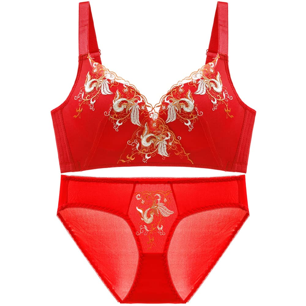 Dress CiciRed Wedding Bra with Gold Thread Embroidery