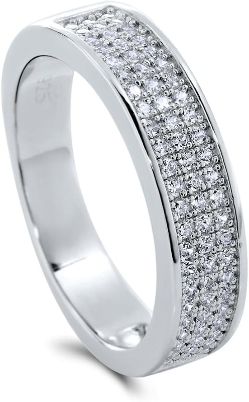 BERRICLE Sterling Silver CZ Half or Full Eternity Band Rings for Women, Stackable Cubic Zirconia Fashion Ring - Art Deco, Cluster, Statement, 5-Stone Designs