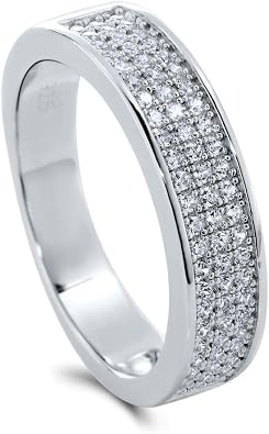 BERRICLE Sterling Silver CZ Half or Full Eternity Band Rings for Women, Stackable Cubic Zirconia Fashion Ring - Art Deco, Cluster, Statement, 5-Stone Designs