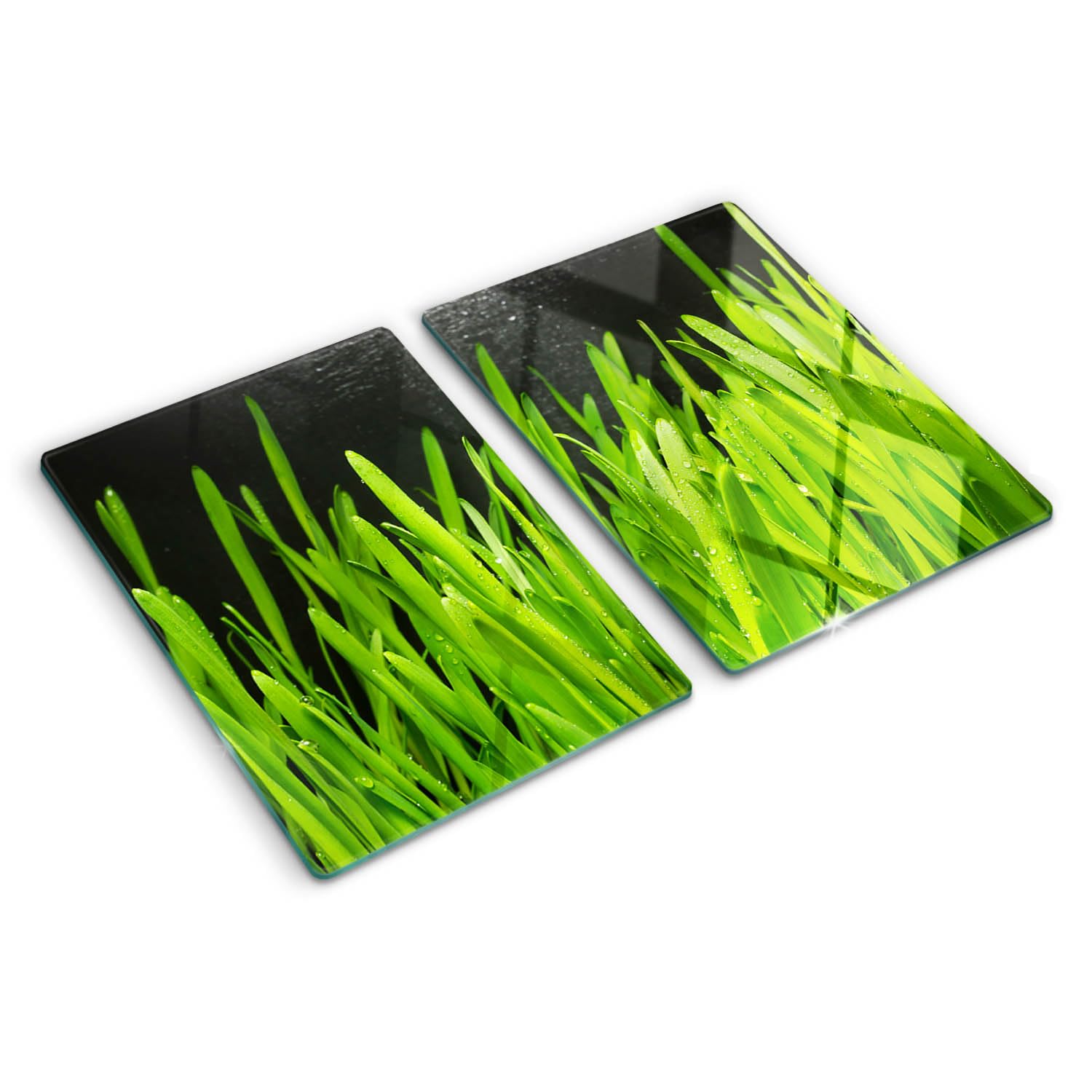 Planche à Découper en Verre Trempé 2x40x52 cm motif Herbe Nature avec bords polis et pieds stables