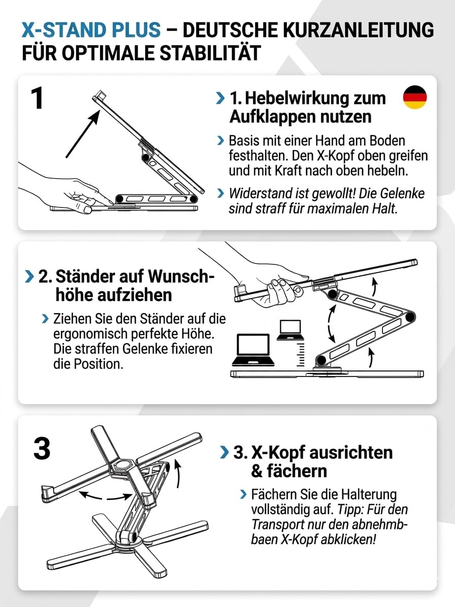 Laptop Ständer Höhenverstellbar – Stabiler Aluminium Laptophalter Ergonomisch – Faltbar & rutschfest – Für MacBook & Notebook bis 17 Zoll
