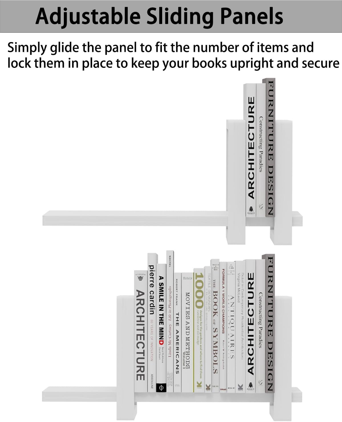 100% Solid Wood Adjustable Desktop Bookshelf, Retro Tabletop Bookshelf, Desk Shelf for Living Room, Home, Office, Perfect for Magazine, Books, Cookbooks, No Tools Required to Assemble (White)