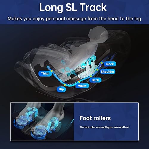 Miniatura 3 de PayLessHere SL - Silla de masaje Shiatsu, eléctrica de cuerpo completo, gravedad cero, silla reclinable con controles remotos, altavoz Bluetooth,