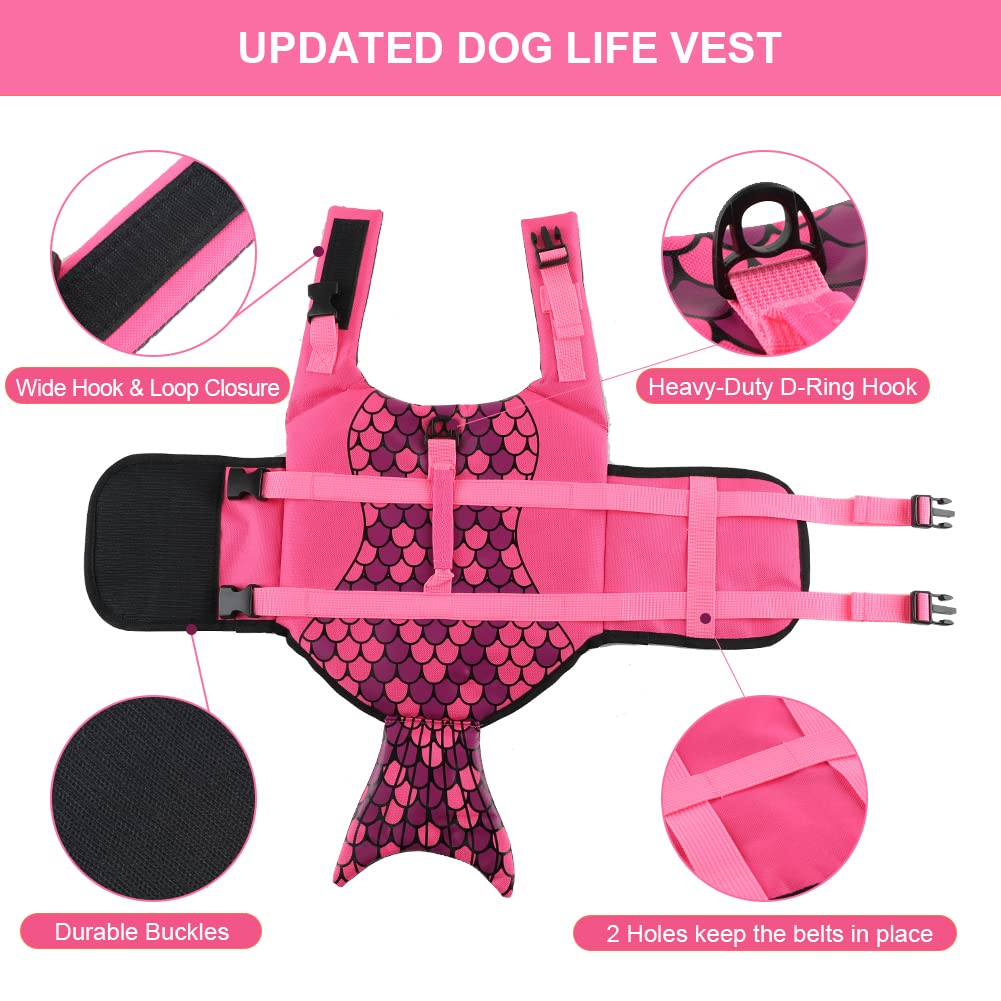 EMUST Giubbotto Salvagente Cane, Ristop Salvagente per Cani, Leggero Giubbotto Salvagente per Cani, Rosa M