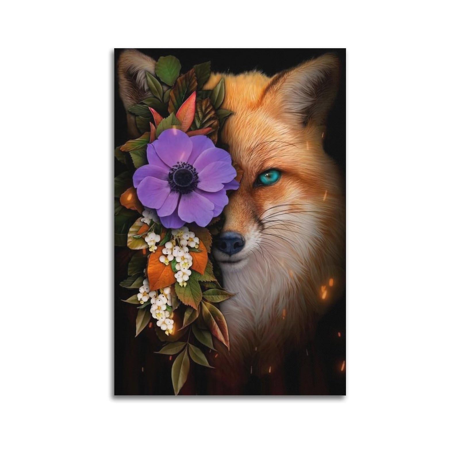 HUIYHB Animal Poster Fox in The Darkness Poster Decorative Painting Canvas Wall Posters And Art Picture Print Modern Family Bedroom Decor Posters 20x30inch(50x75cm)