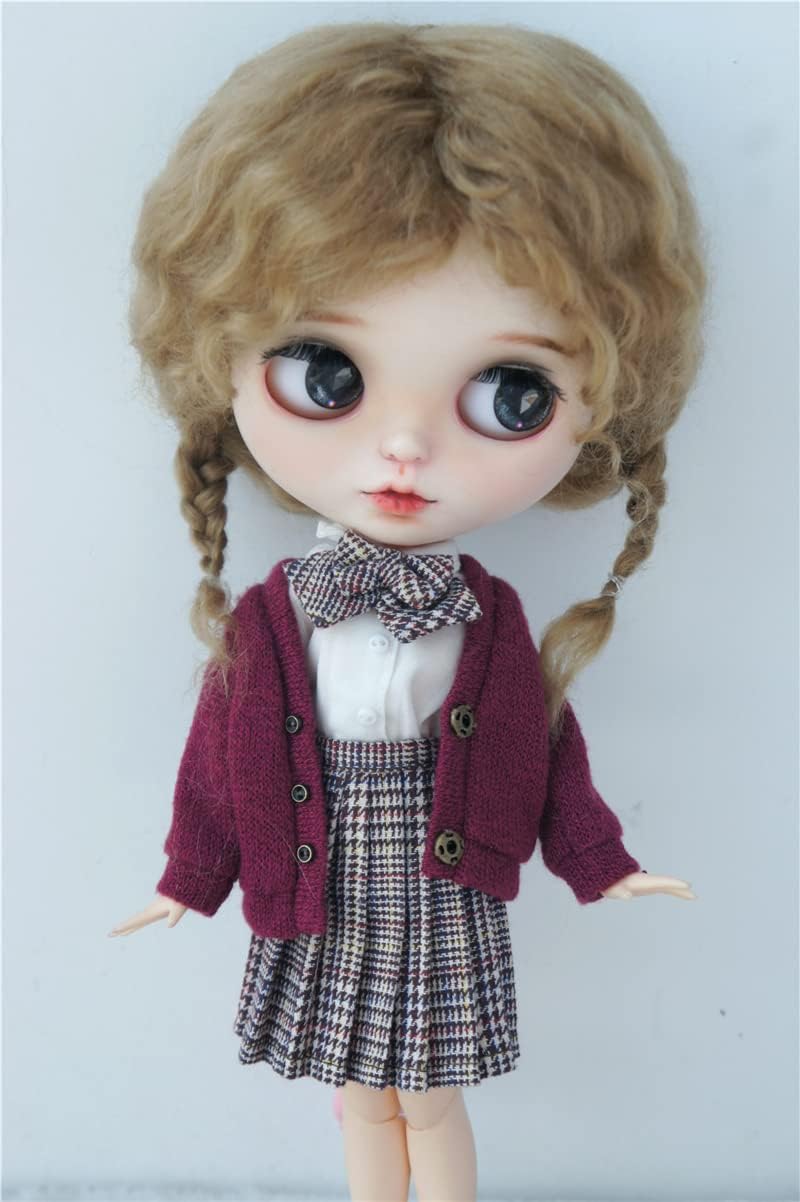 18" AG Doll Hair JD644 10-11inch 26-28cm Messy Baby Curly Mini Twintail Mohair BJD Wigs Blythes Doll Accessories (Ash Brown)