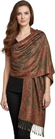 PASKMLNA Reversible Paisley Pashmina Shawl Wrap Elegant Colors