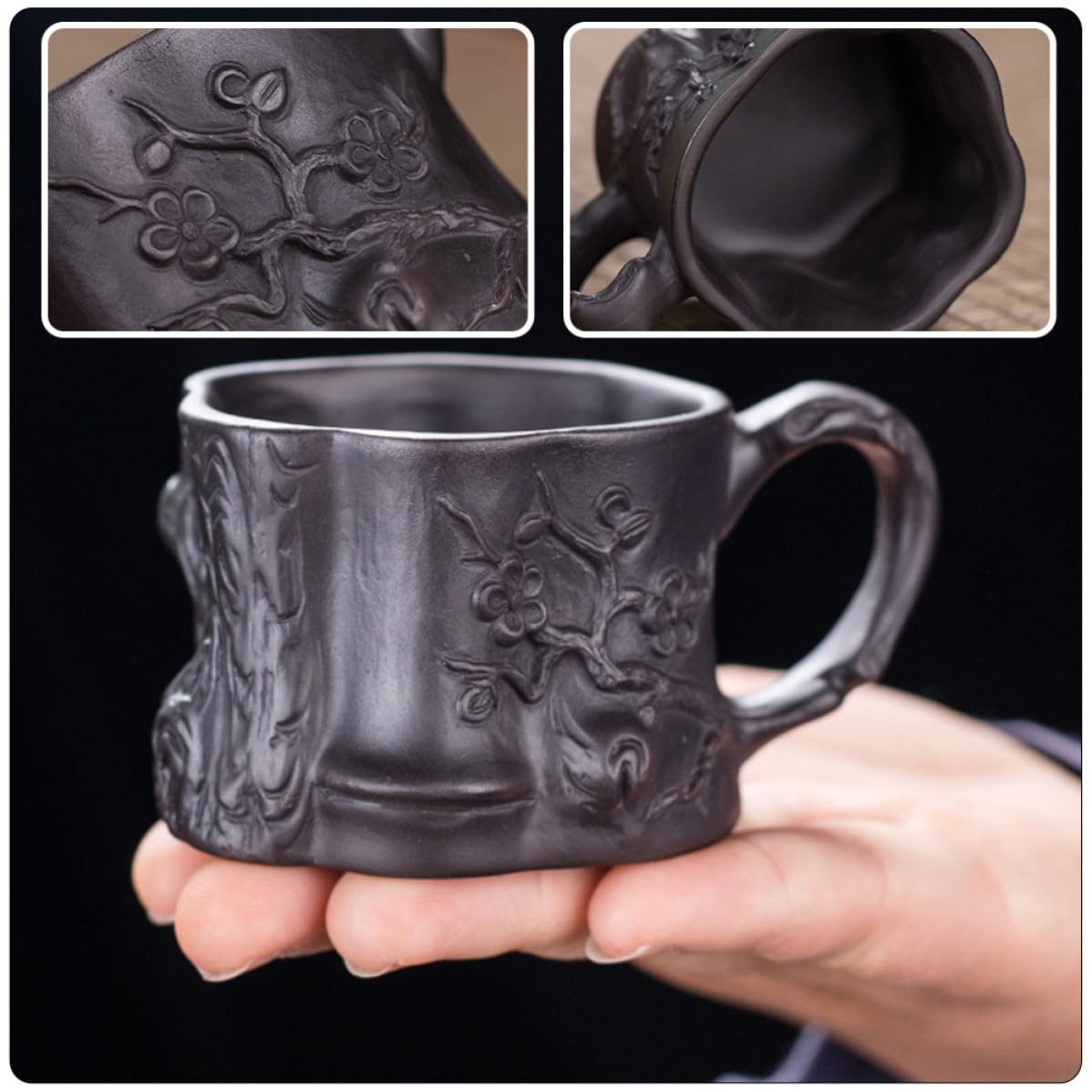 Ceramiczne filiżanki do herbaty, Retro filiżanka do herbaty z uchwytem, ​​60 ml brązowa okrągła