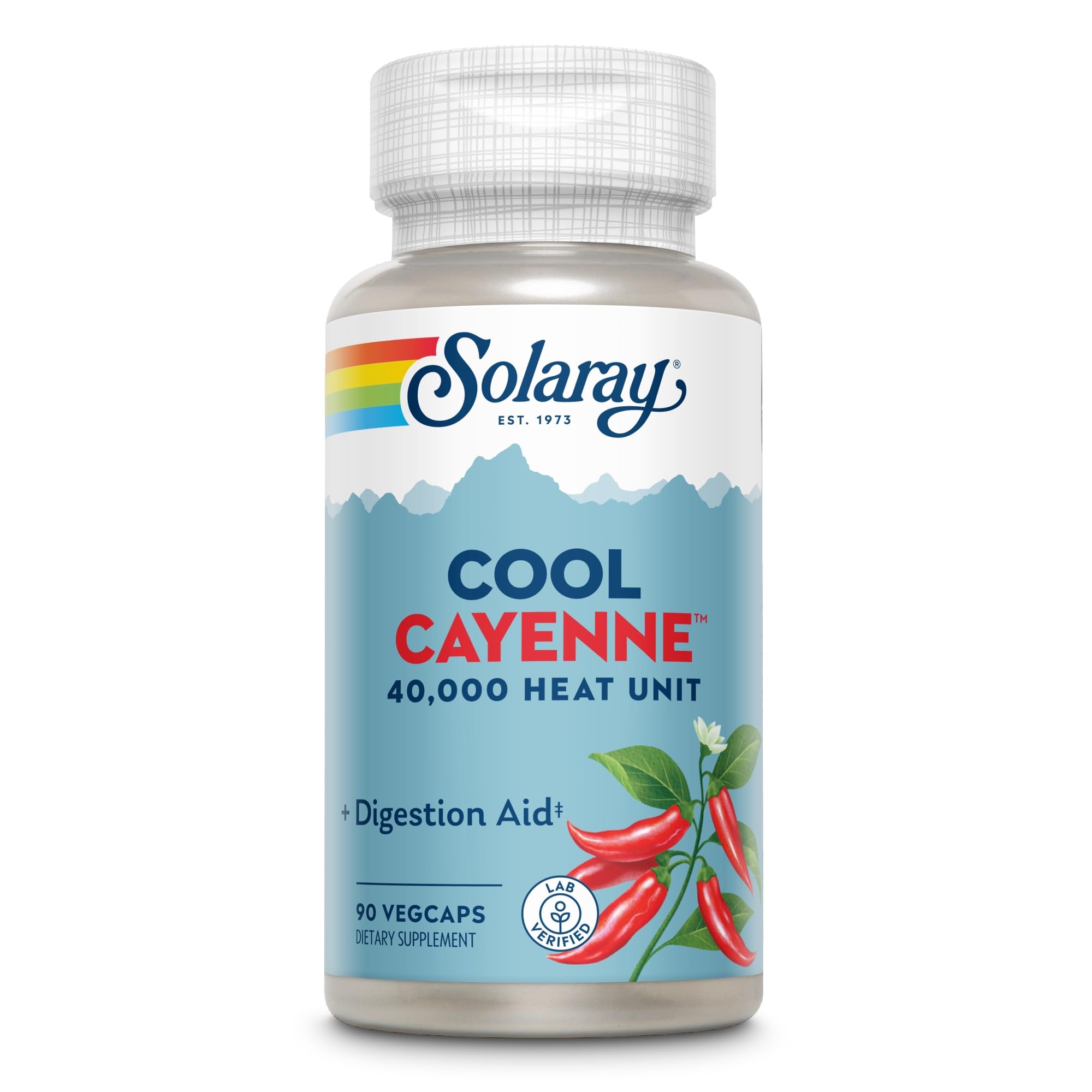 SOLARAY Cool Cayenne 40,000 Heat Units, 45 Servings, 90 VegCaps 90 Count (Pack of 1)