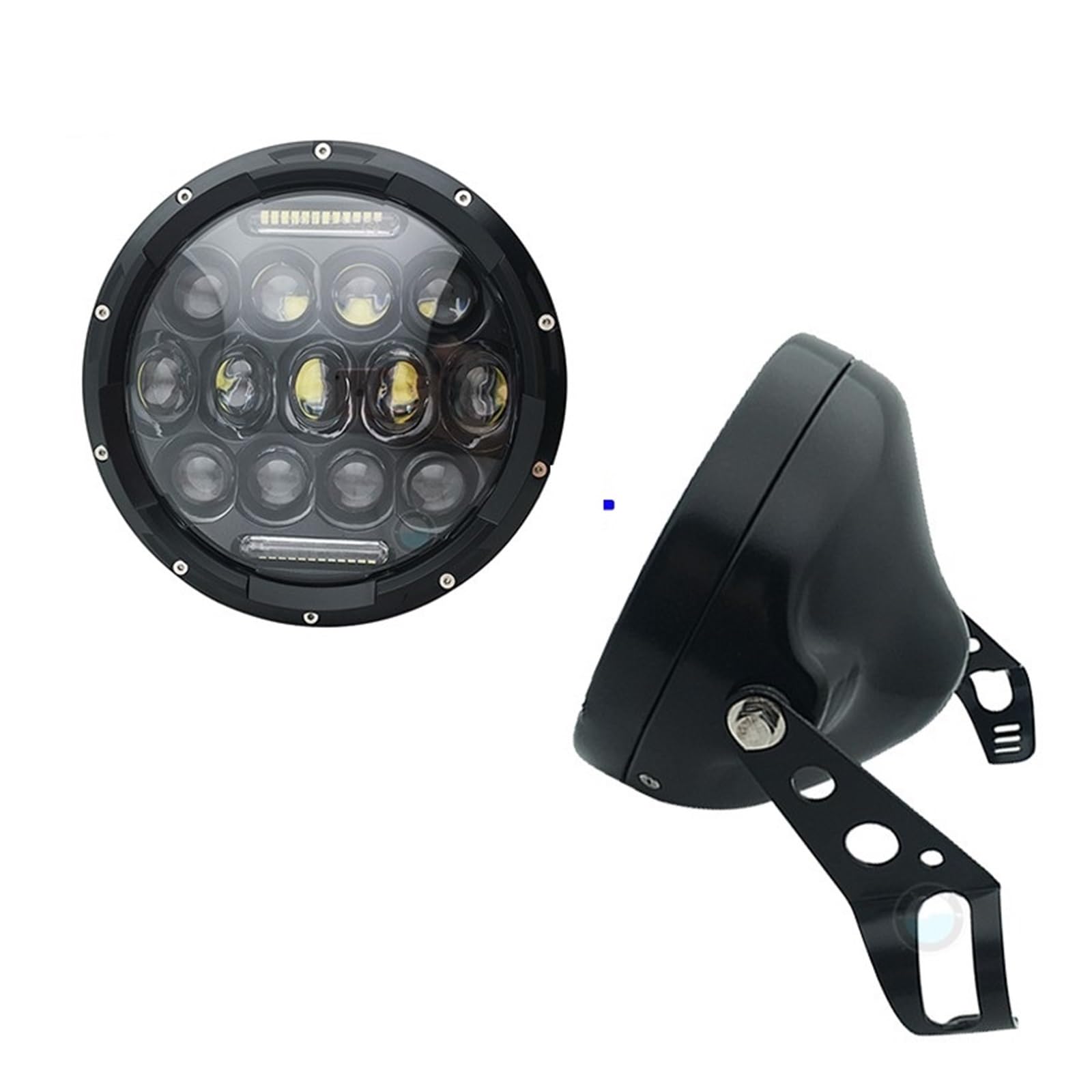 Dirt Bike Reflektor Światło Do Jazdy 7-calowy reflektor motocyklowy o mocy 60 W z reflektorem LED z kątem oka i 7-calowym pierścieniem wykończeniowym obudowy łyżki.