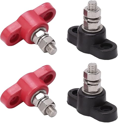 Miniatura 10 de 4 bloques de terminales de batería, bloque de terminales de distribución de energía, 12 V, 24 V, rojo y negro, poste de bloque de conexiones de