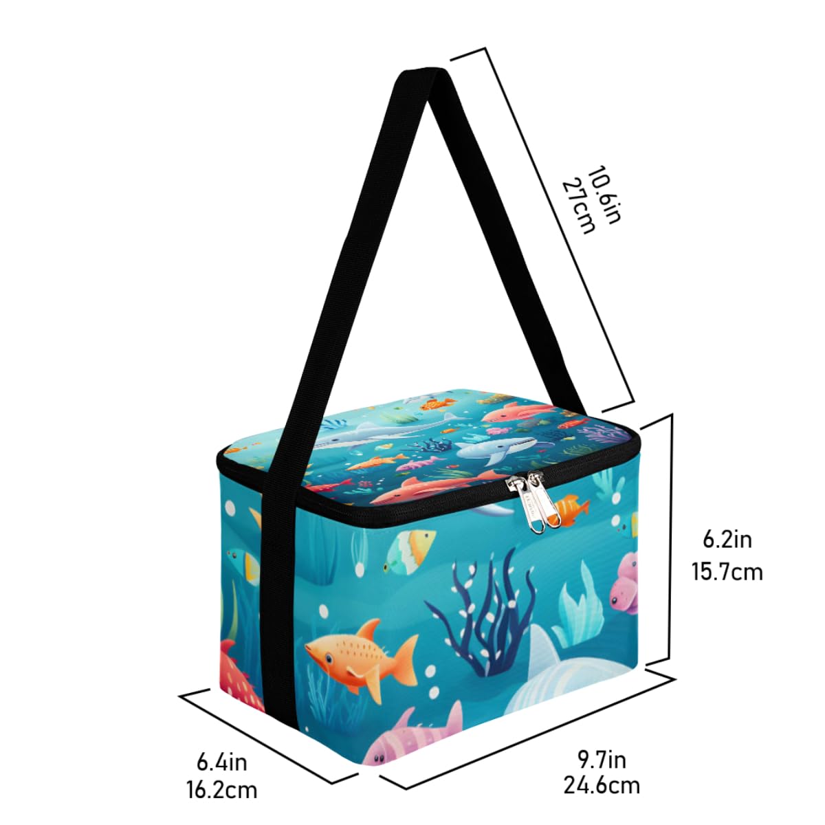 GzLeyigou Lunch Bags for Women Men 9 Cans,Underwater Animal Fish Hot & Cold Food Delivery Bag Insulated Grocery Bag Insulated Lunch Box Whale Coral Cooler Bag for Office Work Picnic Beach