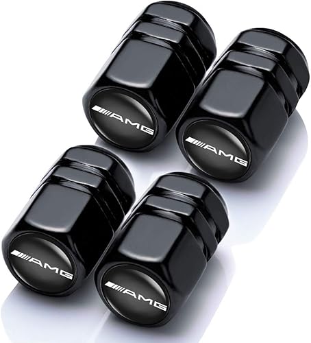 Tapones de válvula de neumático de automóvil, accesorios de decoración de automóvil (negro, 4 piezas)