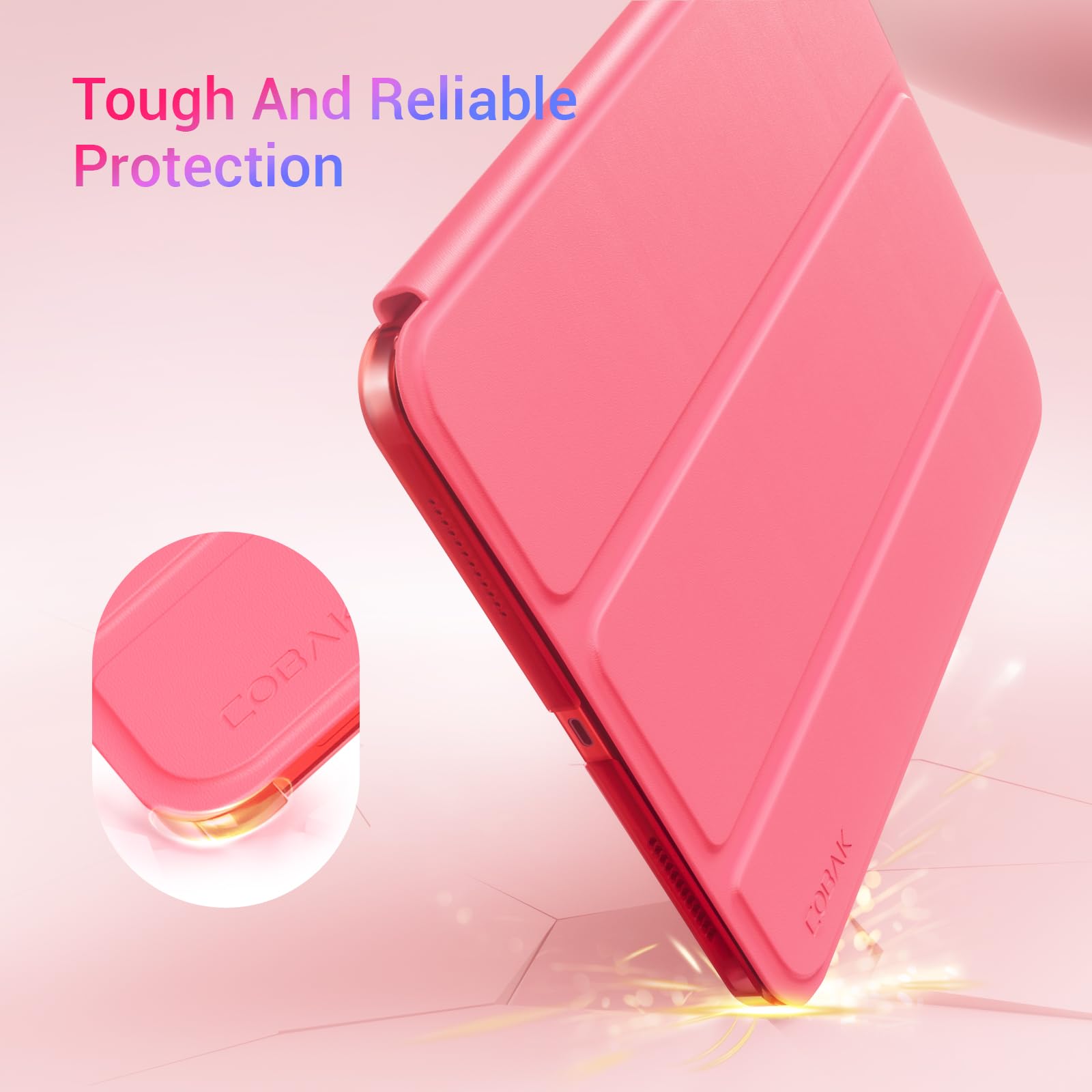 CoBak Funda para iPad A16 11.ª Gen 11" 2025 & iPad 10.ª Gen 10,9" 2022: Funda Fina con Parte Trasera rígida Transparente, Compatible con Touch ID, Fucsia — view 9