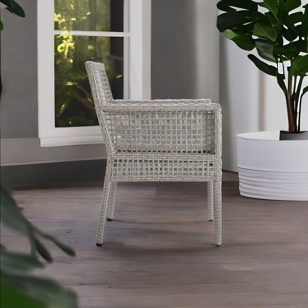 Ergode Aura Outdoor Patio Dining Arm Chair - Stylish Gray Wicker, Aluminum Frame, All-Weather Cushion