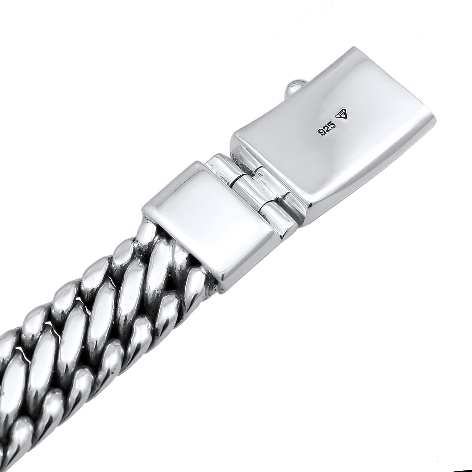 Kuzzoi Pulsera de plata de ley 925 maciza para hombre (10 mm), pulida, 66 g, 335201