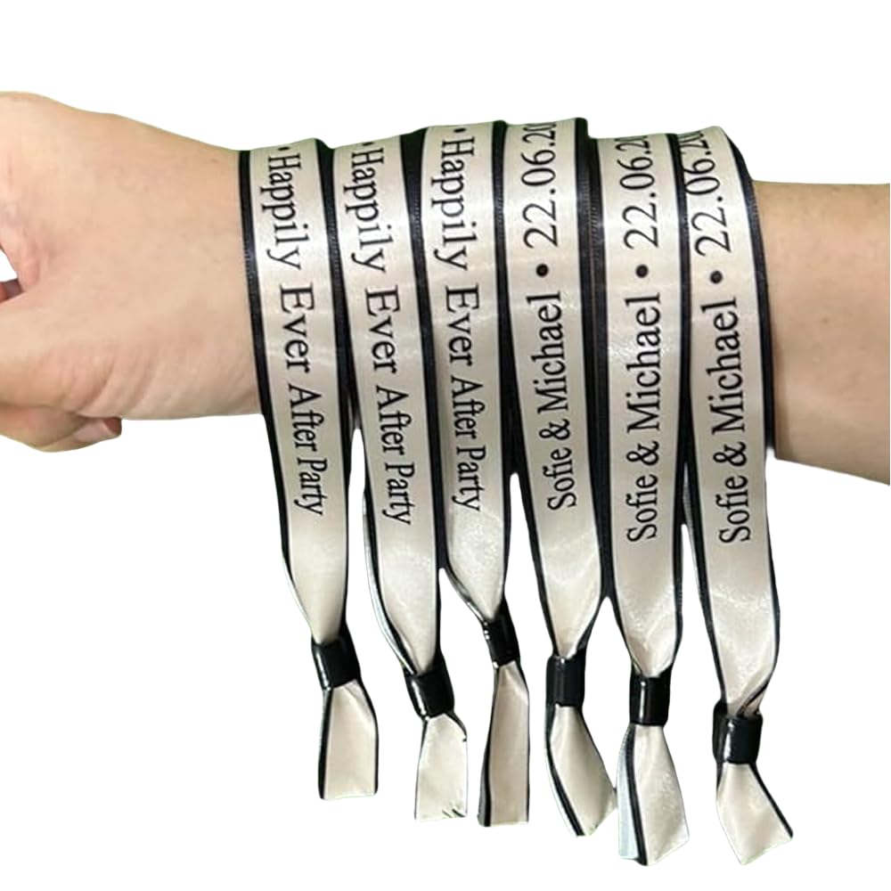 Lot De 30 Bracelets VIP En Tissu Noir Et Doré - Réglables Pour Fêtes, Concerts, Mariages, Parcs