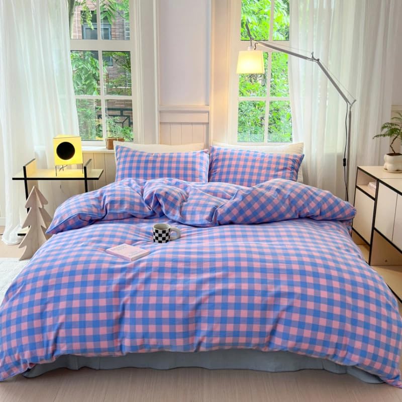 Housse de couette réversible en microfibre douce 260x240 cm anti-plis avec taie d'oreiller