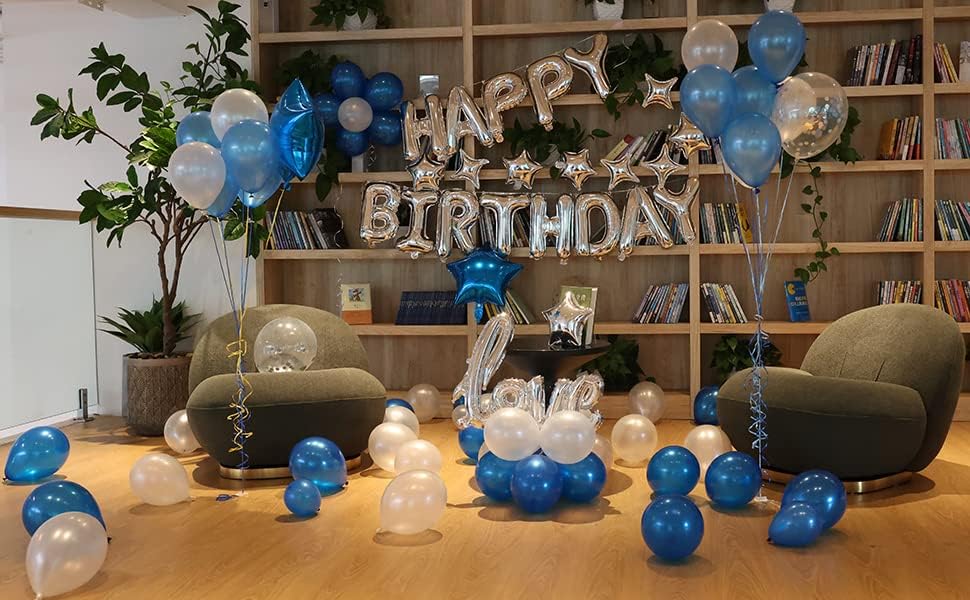 Miniatura 7 de iPartycool 78 decoraciones de fiesta de cumpleaños, carteles de papel de aluminio 3D, pétalos de rosa, globo de amor de 32 pulgadas, 12 globos de