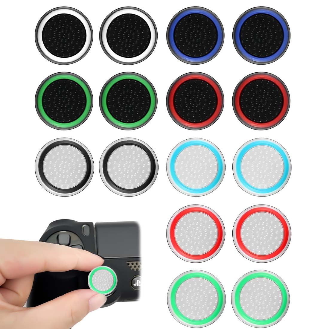 Paquete de 16 joysticks de Silicona de Repuesto, Tapas de Botones de Silicona, Tapas simuladas de Agarre de Joystick para Controladores PS5, PS4, Xbox 360, PS3