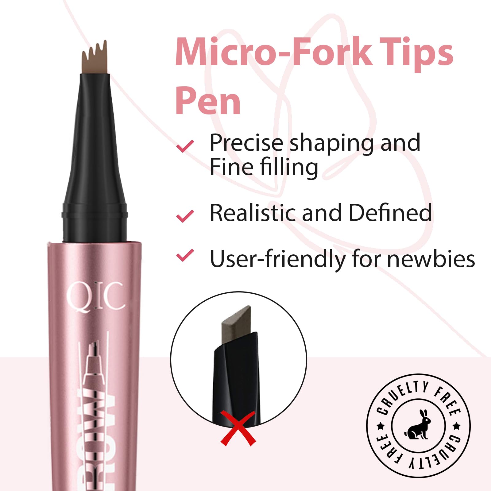 Lápiz de cejas Microblading impermeable 3D, 4 puntas de microtenedor para efecto similar al cabello, bolígrafo mágico de tinte de cejas para maquillaje de cejas de aspecto natural, fácil de usar, a 6