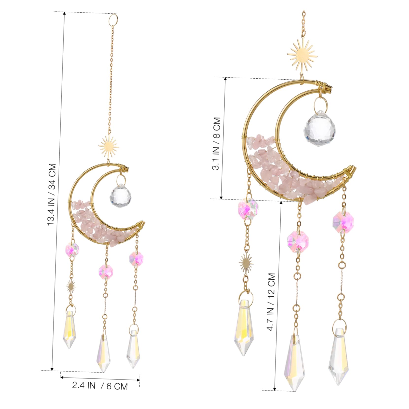 PRETYZOOM 5stücke Hängender Mond Sanduhr Für Fensterdekoration Natürliche Kristallstein Wohnaccessoires Für Stilvolle Inneneinrichtung Und Garten