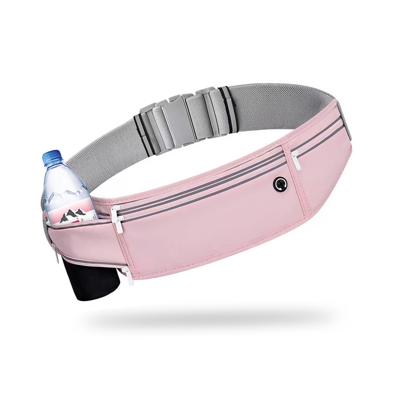 JUCURRI Slim Running Belt for Women Men,Runners Fanny Pack Phone Holder,Money Belt,Running Gear Accessories,with 3 Pockets (Jet Pink)