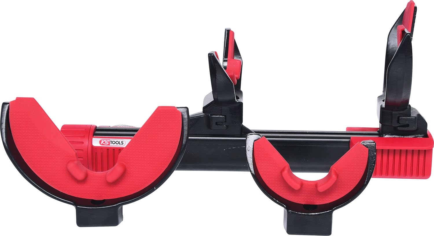KS TOOLS 500.8625 - Kit de Compresseur de Ressort - Compresseur d’Amortisseur Voiture - 2 Paires de Supports de Ressort Standard - se Fixe dans l’Étau - 6 Pièces Couleur