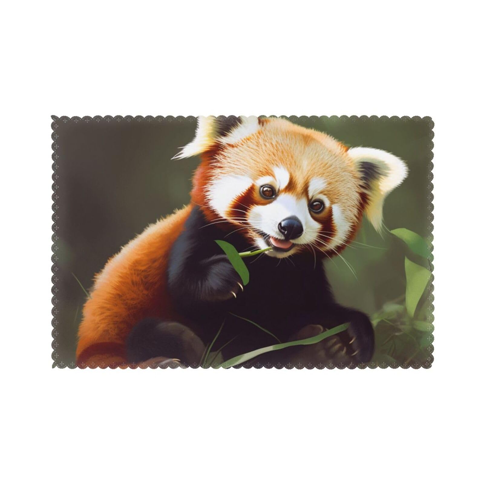 Little Red Panda Printed Placemat Heat Resistant Place Mats Set of 6 PCS Washable Kitchen Table Mats, 12x18 Inch