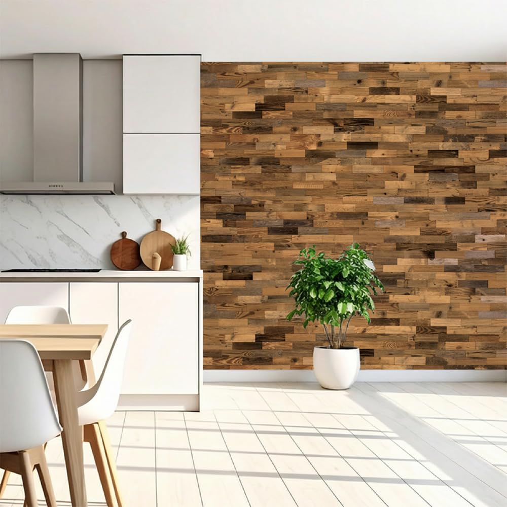 wodewa Rivestimento Murale Legno Vecchio di Pino Riciclaggio Naturale I 1m² Pannelli Murali Rivestimento Parete Legno Decorazioni Pareti 3D Pannello Decorativo Cucina Cameretta