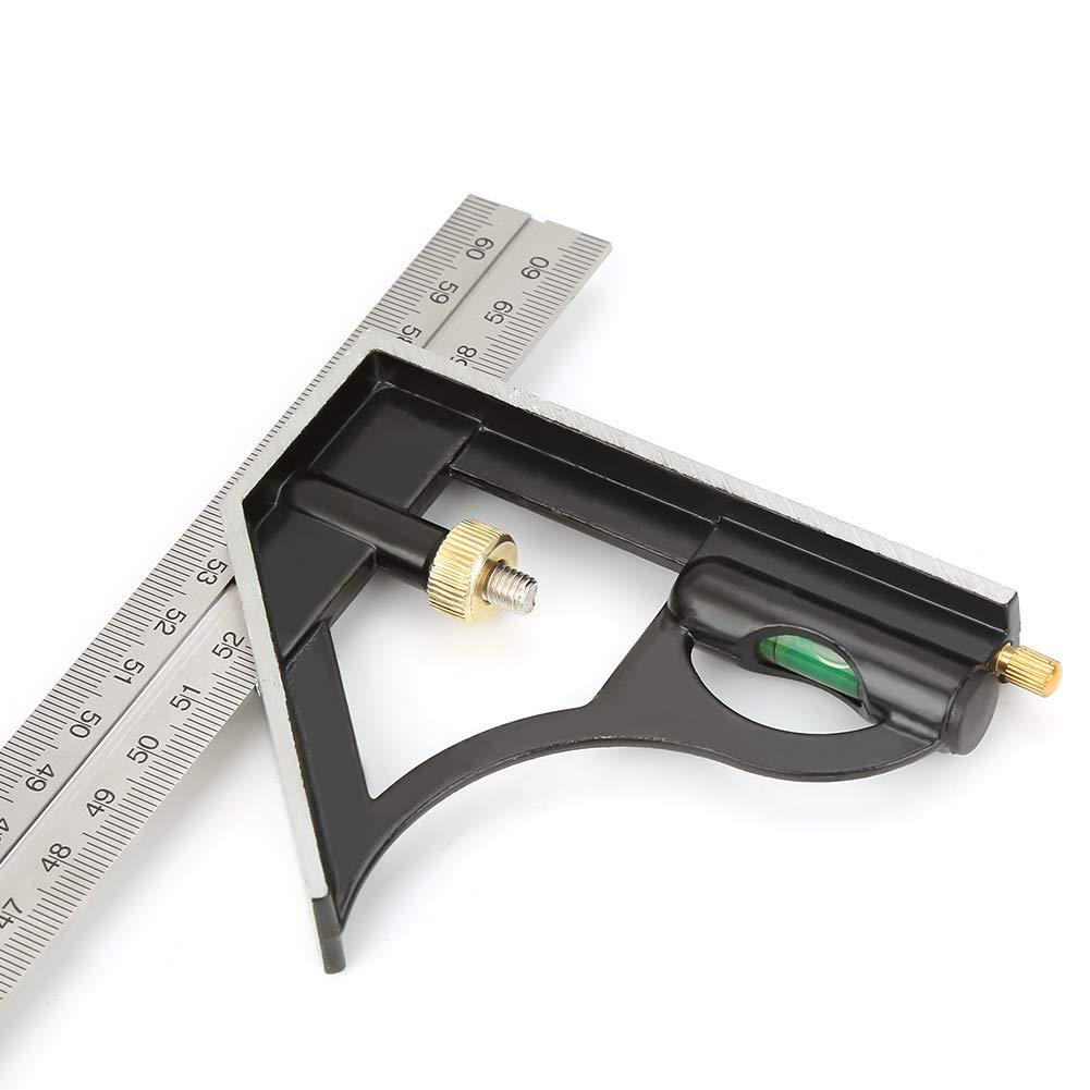 Squadra combinata 600 mm Righello angolare for ingegneri Squadra for set di carpenteria Set di squadre combinate Righello angolare regolabile in metallo for ingegneri Righello angolare in acciaio inos