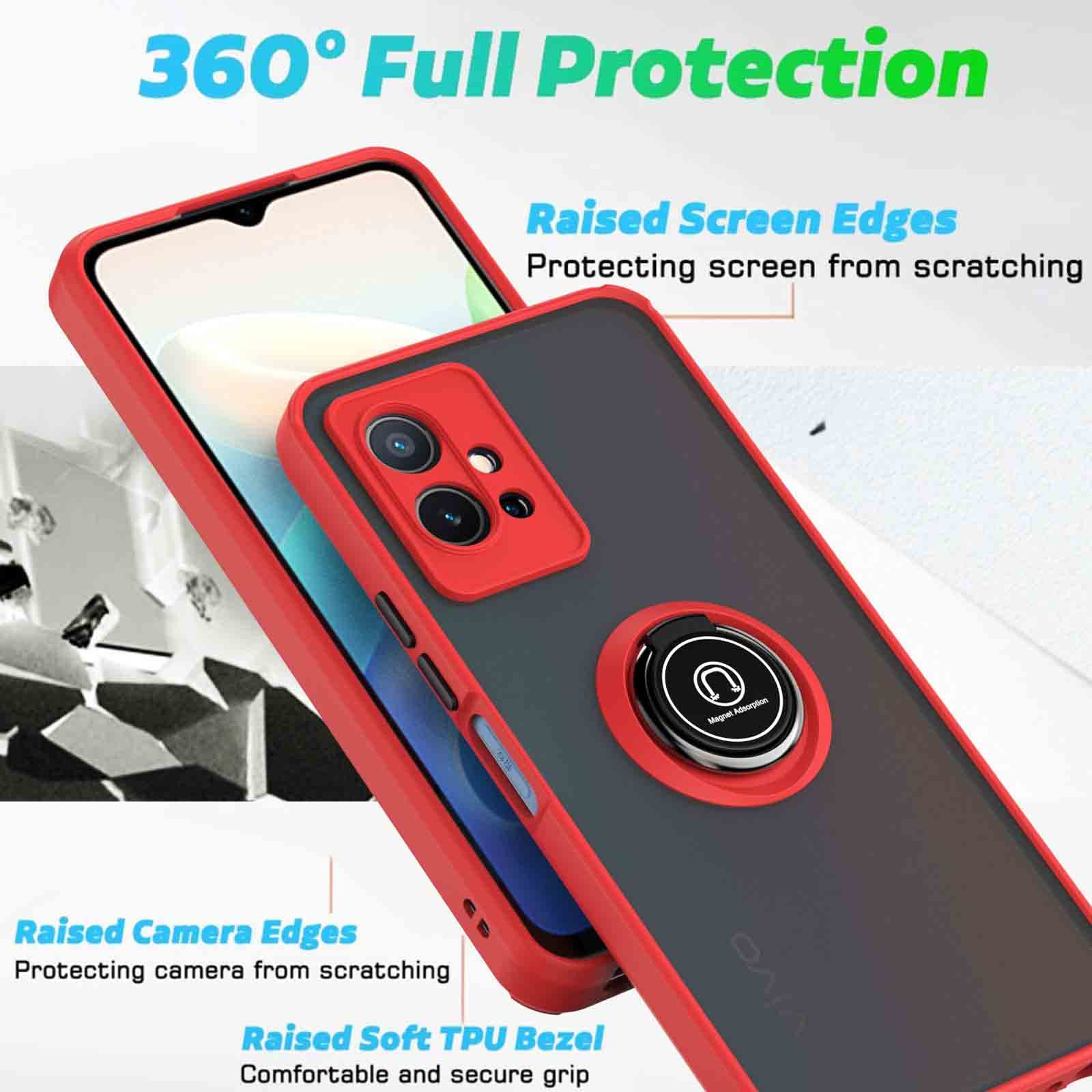 WOBURN Cover Per Honor X8a - Custodia TPU+PC Antiurdo Con Anello Girevole - Traslucido Glassato - Cielo Blu