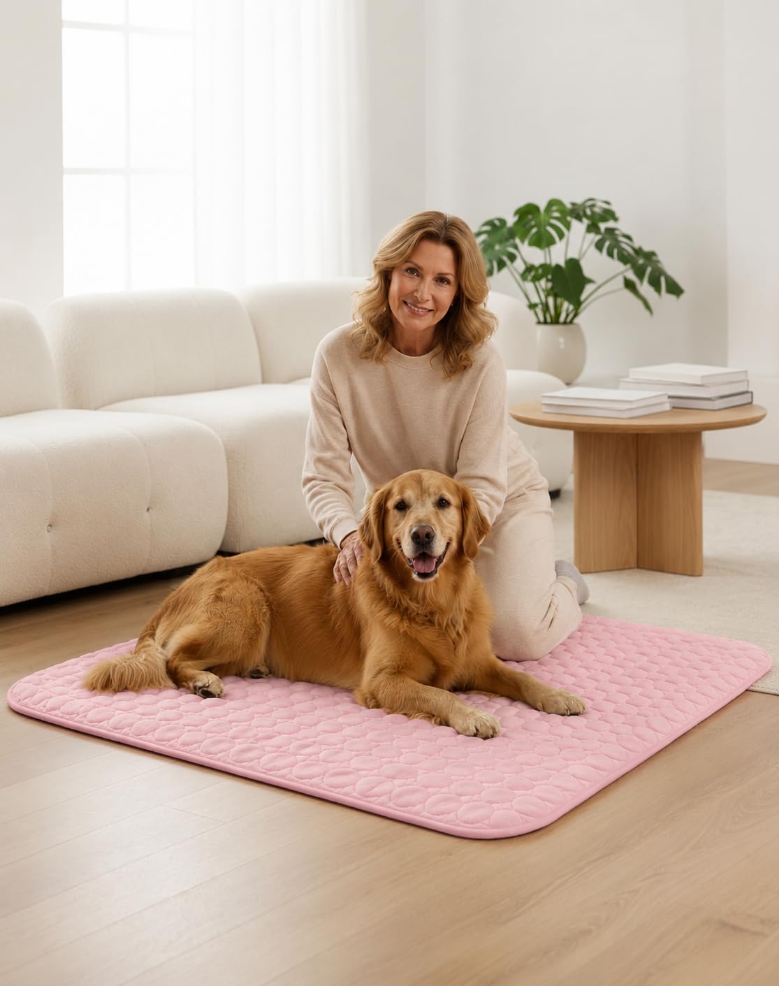 The Dog Hub Co Arctic Cooling Dog Mat, Gel-Free Washable Summer Mat for Dogs, Foldable Pet Bed for Home, Car & Travel (Pink, L)