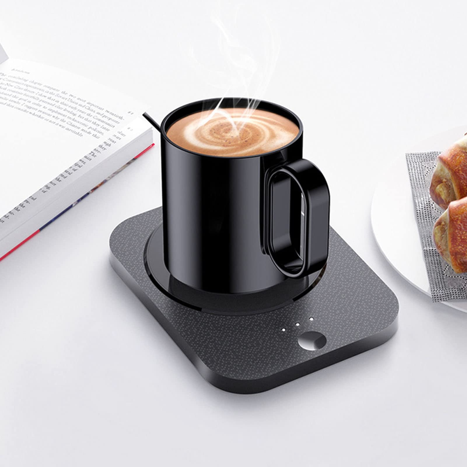SUNGOOYUE Calentador Eléctrico para Taza de café, Tres Niveles Ajustables, 5 V, Inteligente, 55 ℃, Fuente de Alimentación USB Cálida Constante, Calentador de Bebidas con Taza de Cerámica
