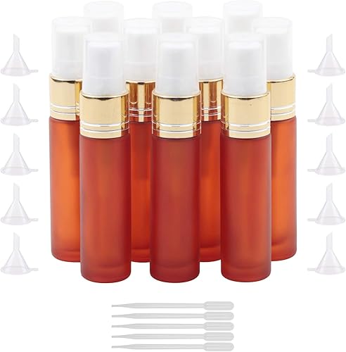 Ellbest Botella vacía de vidrio con atomizador de aceites esenciales de 0.3 fl oz, recipiente recargable de color degradado para perfume, masaje,