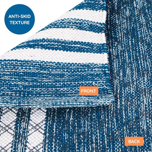 Image of Pure cotton anti-skid, machine wash yoga mat. 73inches x 24inches, 5mm thickness (5mm (Blue))
