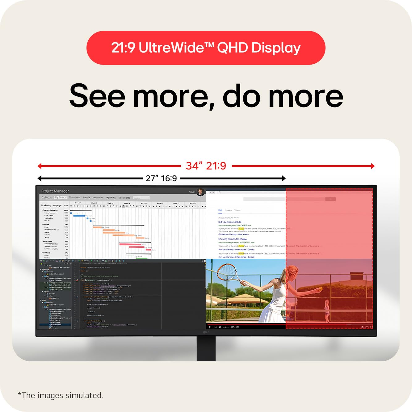 Lg 34 Ips Ultrawide Qhd Monitor Monitor Pc 86,4 Cm [34] 3440 X 1440 Pixel Ultrawide Quad Hd Lcd Nero (34in Ips Ultrawide 3440x1440 - 21:9 1000:1 300c