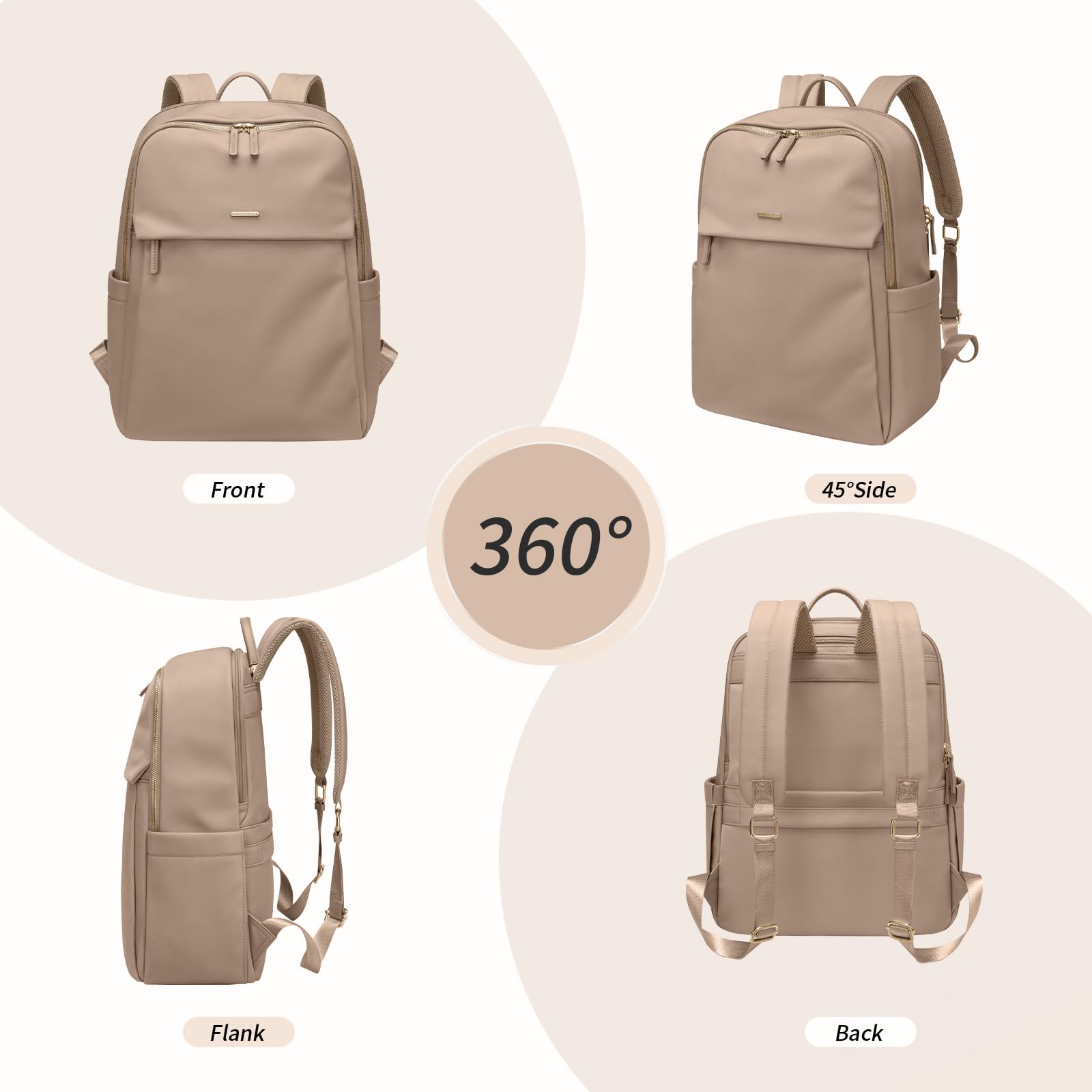 GOLF SUPAGS Zaino da Donna Con Scomparto Separato Per Computer Portatile, Resistente all'acqua, Antifurto, Adatto Per Notebook da 14/15,6 Pollici, Borsa da Viaggi, Lavoro, Universitario