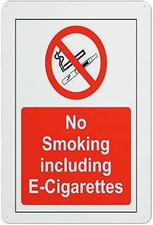 No smoking including E-Cigarettes, vintage style metal advertising wall plaque sign,Vintage Metal Plaque Men's Cave Bar Coffee Restaurant Garage Wall Decor Art Tin Sign 5.5x8 Inches