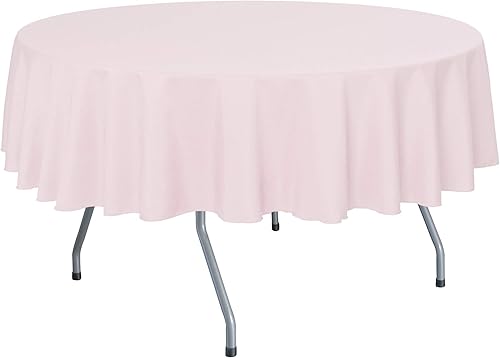 ULTIMATE TEXTILE Mantel redondo de lino de poliéster de 72 pulgadas, color rosa hielo