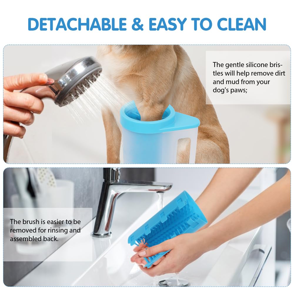 COMFPET Pulizia Zampe Cane, Pulitore della Zampa del Cane, Tazze Pulizia Zampa Portatile, 2 in 1 spazzola portatile in silicone per pulire i piedi dei cani con zampe fangose, M