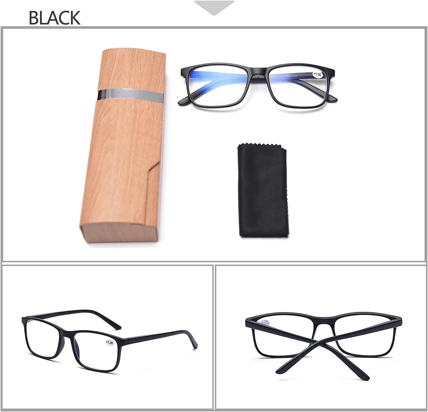 Occhiali da Lettura per Computer Blocco Luce Blu Pc Rettangolare Telaio A Molla Cerniera Lettore per Uomo Donna, Black, 3.0X