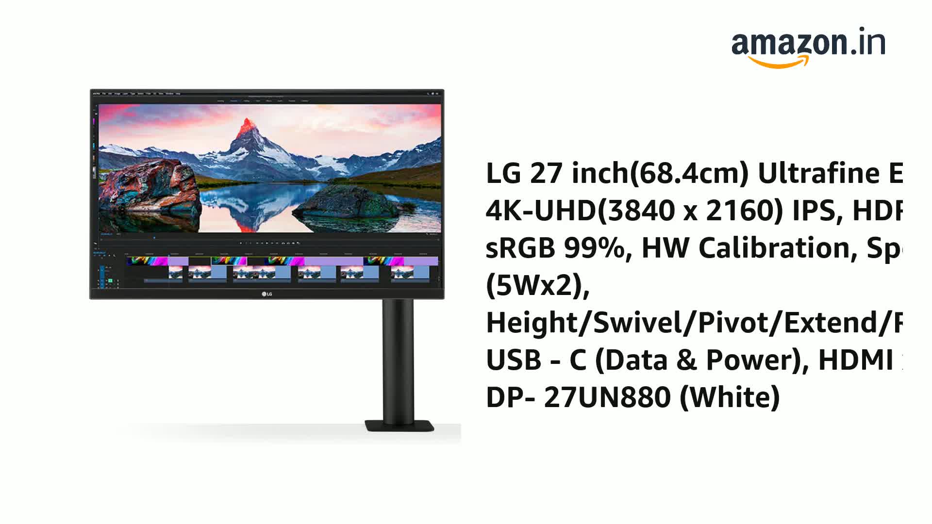 LG 27 inch(68.4cm) Ultrafine Ergo 4K-UHD(3840 x 2160) Pixels IPS