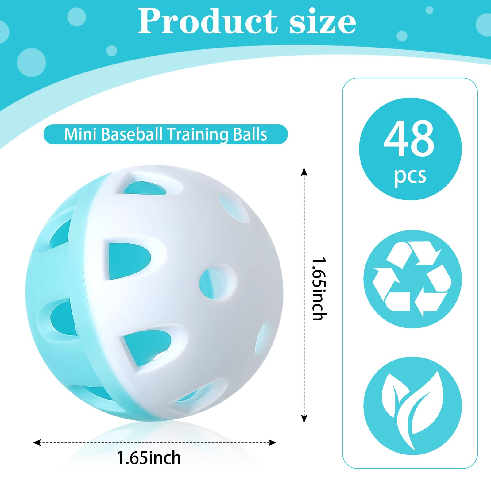 48 Pack Mini Practice Baseballs 1. 65 Inch Small Baseball Training Lightweigh - View #8