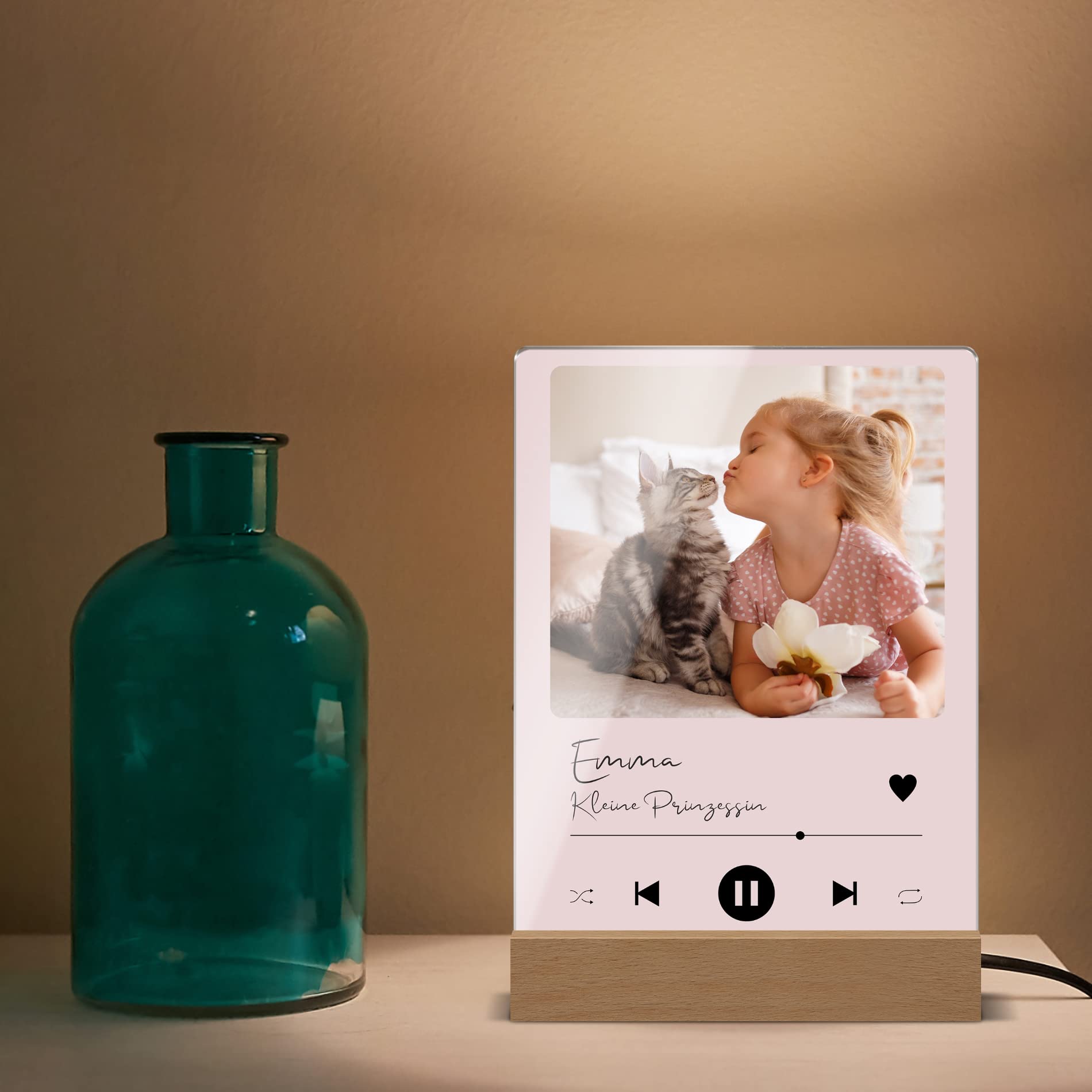 Personalisiertes Spotify Code Nachtlicht Aus Acryl - Mit Foto & Scannbarem Song, Geschenk Für Musikliebhaber