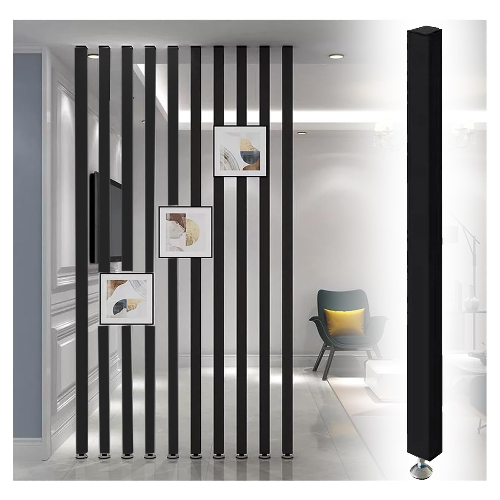 Room Divider,Wood Slat Room Dividers Floor to Ceiling,Decor Simple Modern Entrance Restaurant Office Decor Column,Wooden Slats Post, Room Separation Deviders Column(10-pcs,160cm/62.9in/5.24ft)