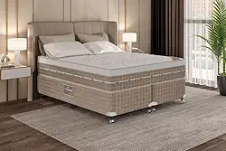 Cama Box + Colchão Castor Queen Premium One Face Tecnopedic 158x198x57cm