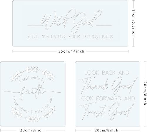 Miniatura 5 de 10 Juego de plantillas de granja cristiana, con Dios todo es posible, versículo bíblico de Faith Waymaker, plantillas motivacionales para pintar,