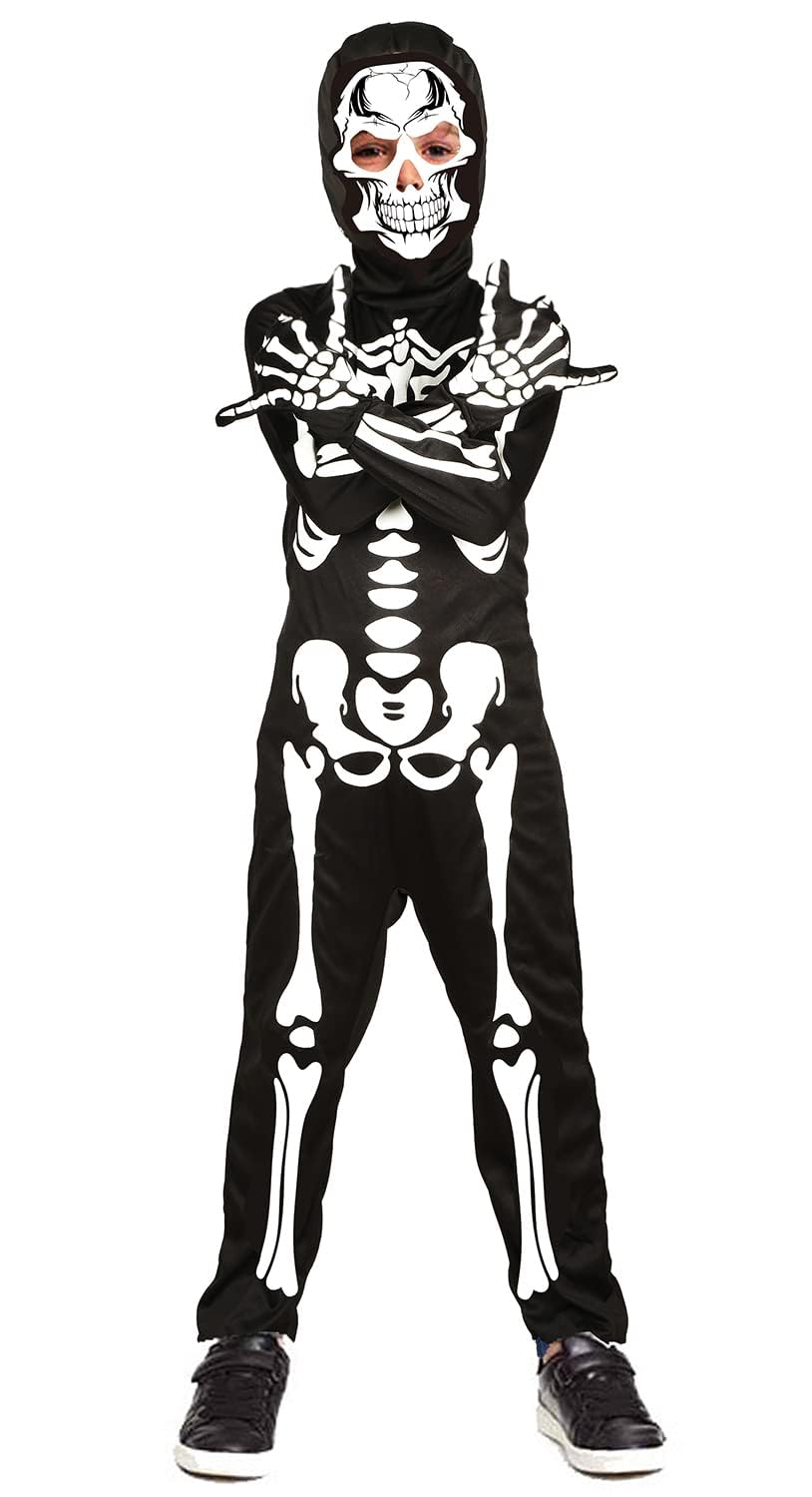 HaoVrisn Costume Halloween Bambino Vestito Halloween Bambino, Costume Scheletro Bambino Vestiti Che si Illuminano di Notte